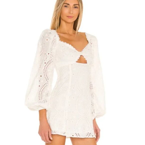 MAJORELLE Dresses & Skirts - Revolve Majorelle White Eyelet Long Sleeve Lizzy Mini Dress